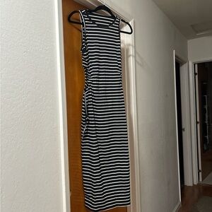 SHEIN Monochrome Striped Midi Dress